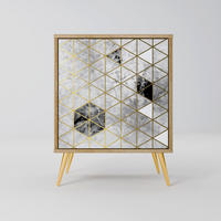 SIDEBOARD ASHEN ARIA, Eichefarben, 57,5x42x75,5 cm, Goldfarbene Metallfüße - Eichefarben/Goldfarben, Holzwerkstoff/Metall (57.5/75.5/42cm) - SpaceRebels