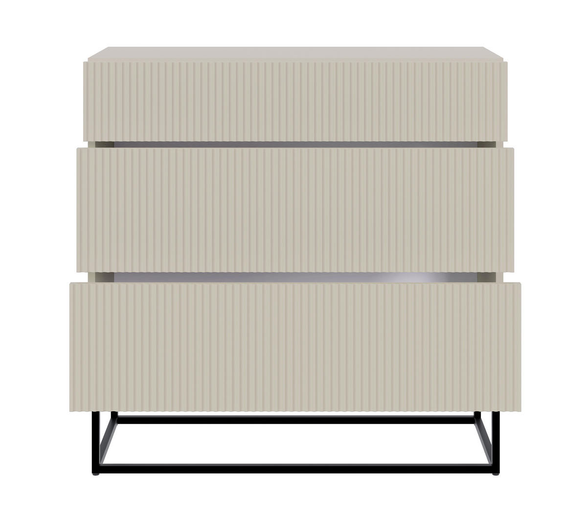KOMMODE Veldio Graubeige mit schwarzen Beinen 90 cm - Greige/Schwarz, Holzwerkstoff/Metall (90/90/38cm) - Selsey