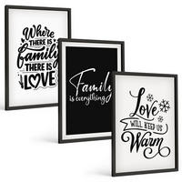 BILDER SET 3er Set - 40x60 cm Schwarzer Rahmen - Familie, Liebe, Wärme, Zuhause - Schwarz, Kunststoff (40/60cm) - TULUP