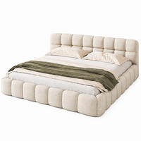 POLSTERBETT 140/200 cm, Beige, Leinen, mit weicher Rückenlehne für Schlafzimmer - Beige/Naturfarben, Holz/Metall (140/200cm) - FURNISHINGS HOME