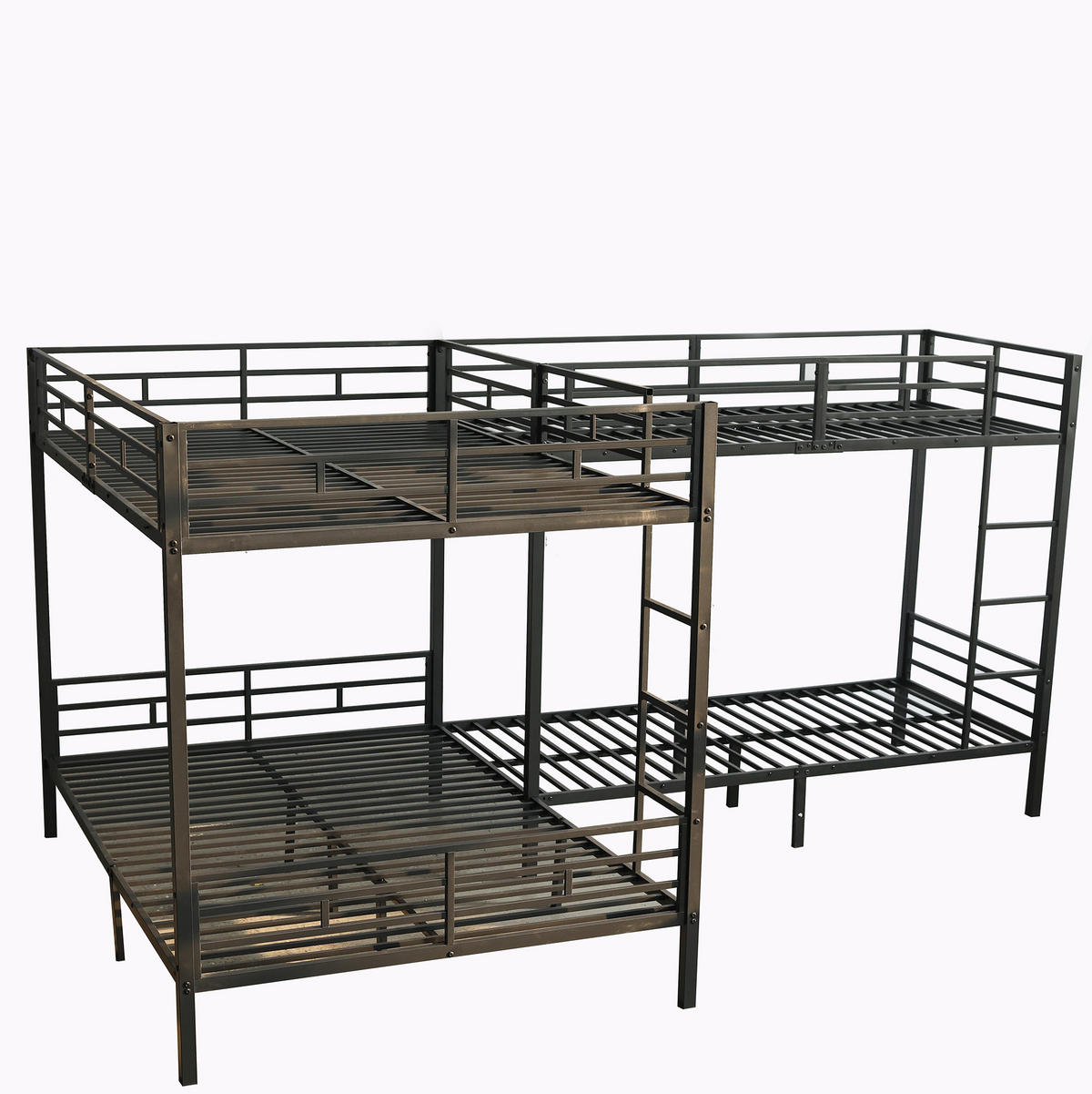ETAGENBETT 90/200 cm und 140/200 cm Schwarz aus Eisen mit stabilen Lattenrost - Schwarz, Metall (90/200cm) - OKWISH