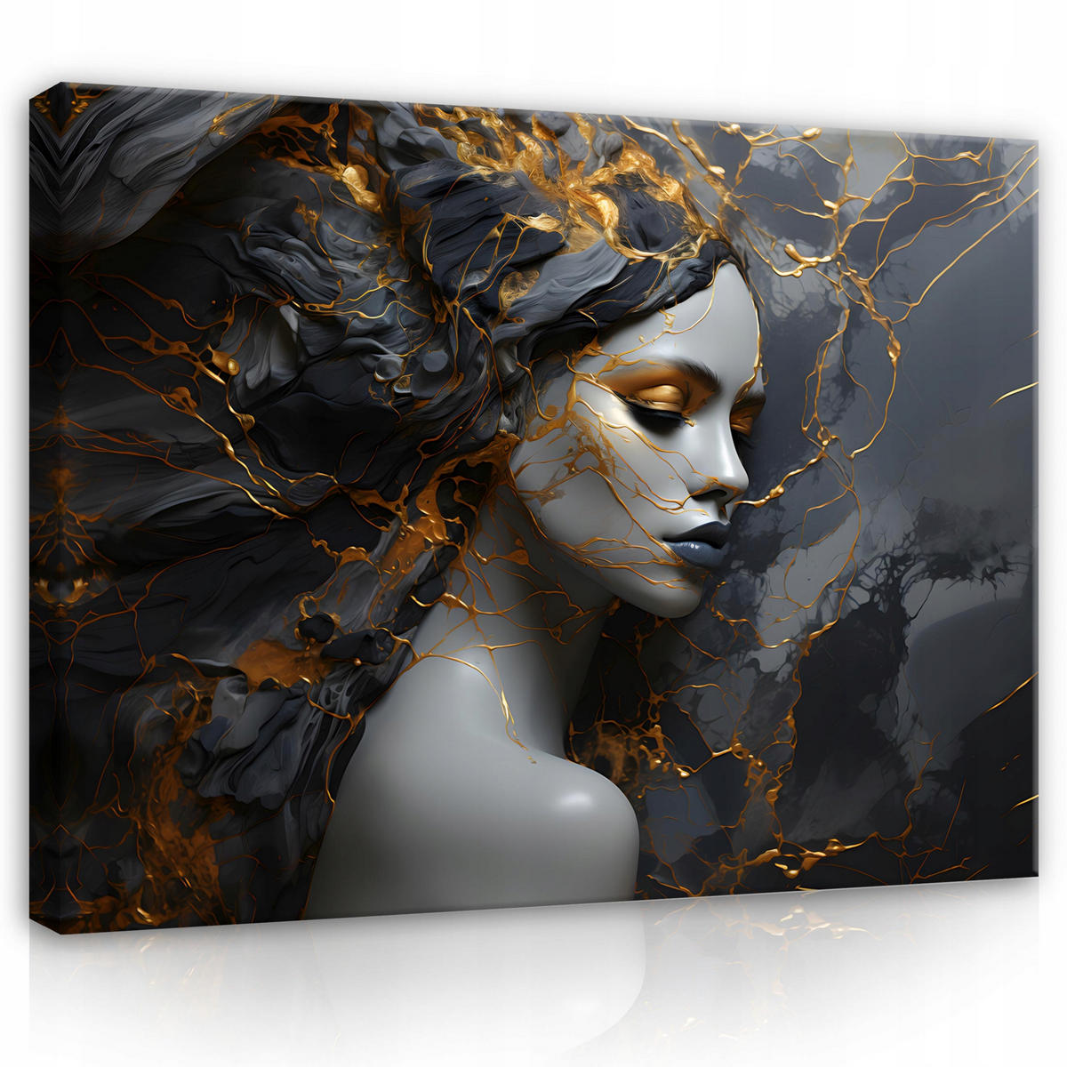 LEINWANDBILD Abstrakt Frau Marmor 60x40 - Multicolor, Holzwerkstoff (60/40cm) - Wallarena