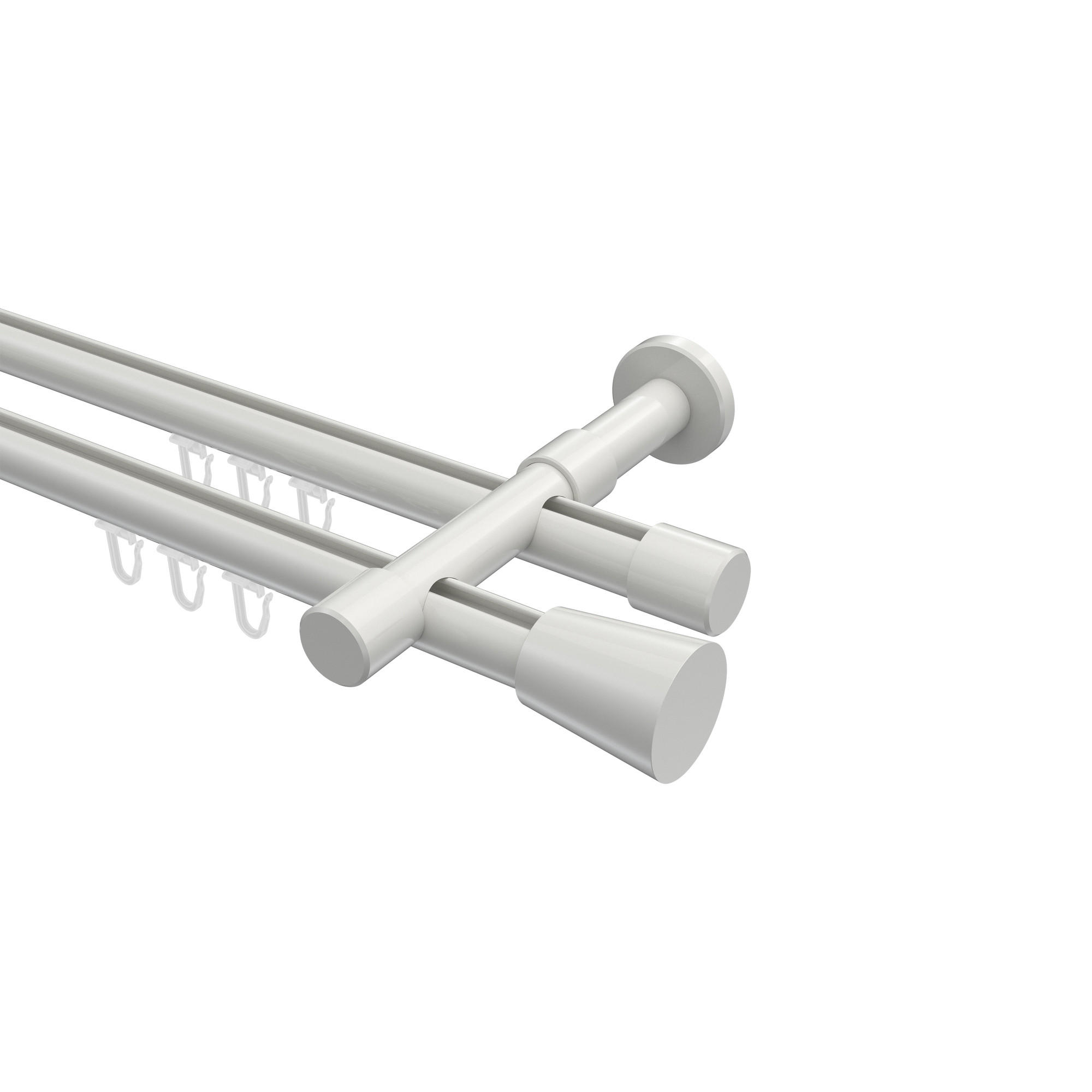 INNENLAUF-GARDINENSTANGEN-SET Prestige Sitra 200 cm, 2-läufig, 20 mm Ø Weiß - Weiß, Metall (200cm) - INTERDECO