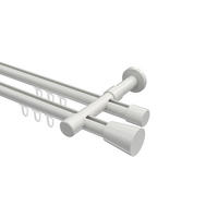 INNENLAUF-GARDINENSTANGEN-SET Prestige Sitra 320 cm (geteilt in 2 x 160 cm), 2-läufig, 20 mm Ø Weiß - Weiß, Metall (320cm) - INTERDECO