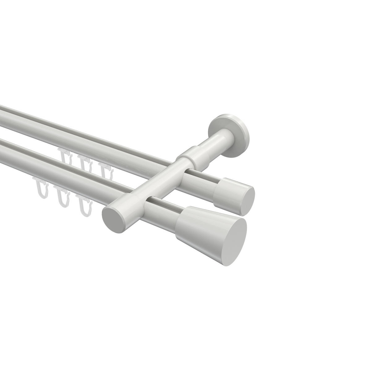 INNENLAUF-GARDINENSTANGEN-SET Prestige Sitra 320 cm (geteilt in 2 x 160 cm), 2-läufig, 20 mm Ø Weiß - Weiß, Metall (320cm) - INTERDECO