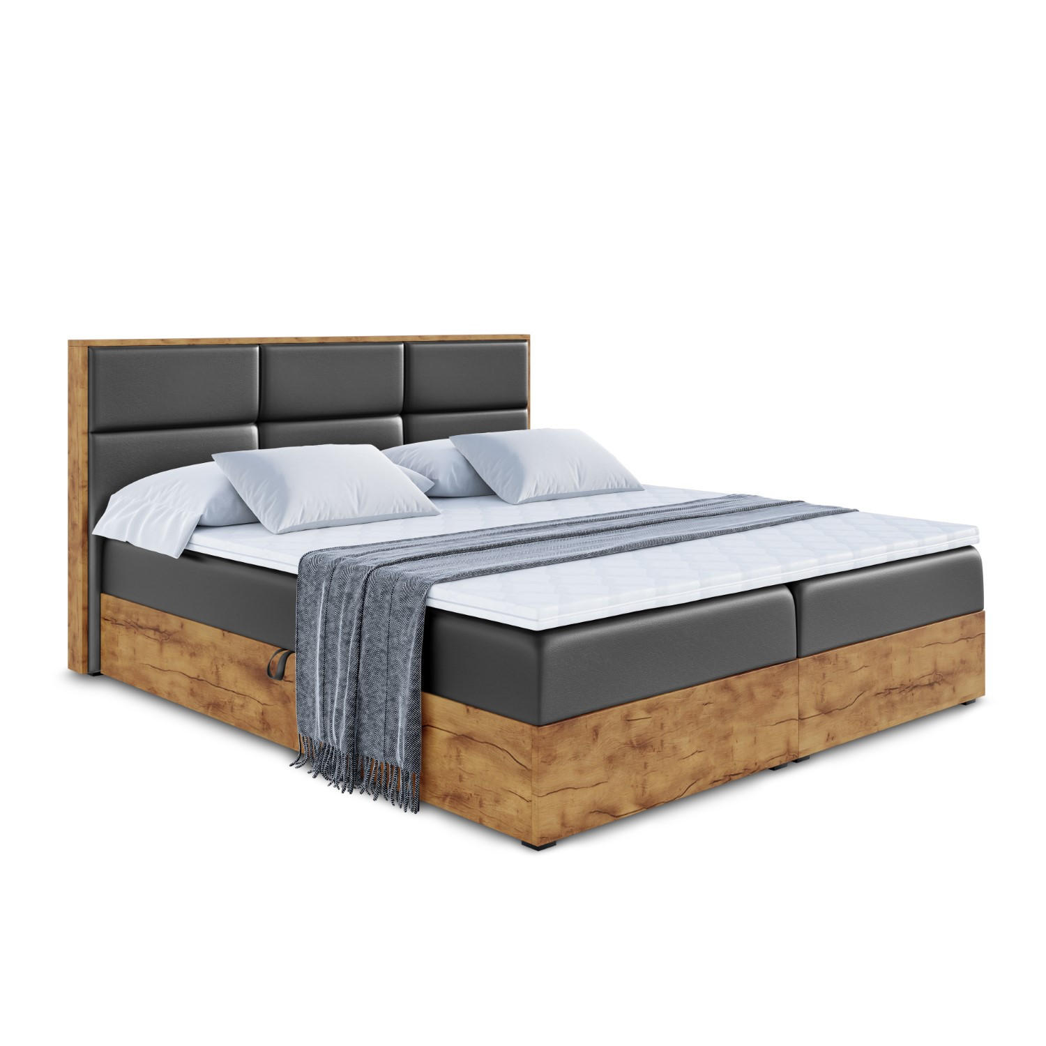 BOXBETT LOLLI 01 - 120x200 - H3 - Schwarz Hochglanz - Schwarz Hochglanz, Holzwerkstoff/Kunststoff (120/200cm) - ALTDECOR