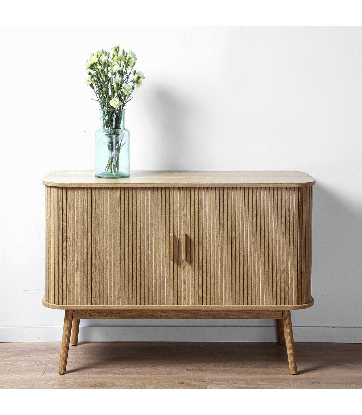 VINTAGE Sideboard Holzdekor 2 Schiebetüren - L110cm - Eichefarben, Holzwerkstoff (39/75/110cm) - Calicosy