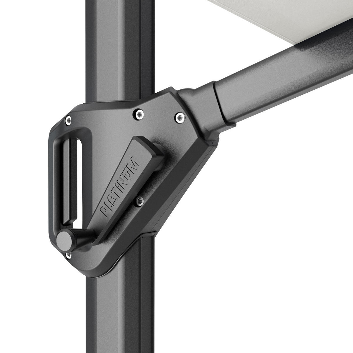 AMPELSCHIRM quadratisch 3.5 x 3.5 m Challenger T¹ Premium 360° kippbar grau/anthrazit - Grau, Metall (350/350cm) - Platinum