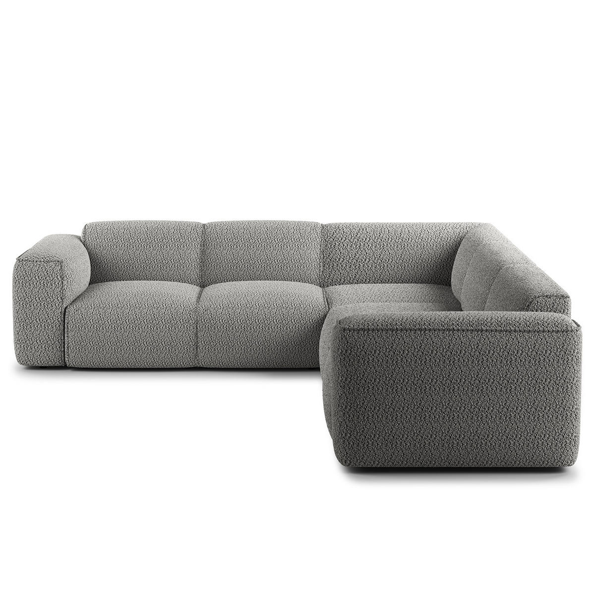 ECKSOFA mit Rundecke - Schwarz/Grau, Kunststoff/Textil (325/260cm) - home24