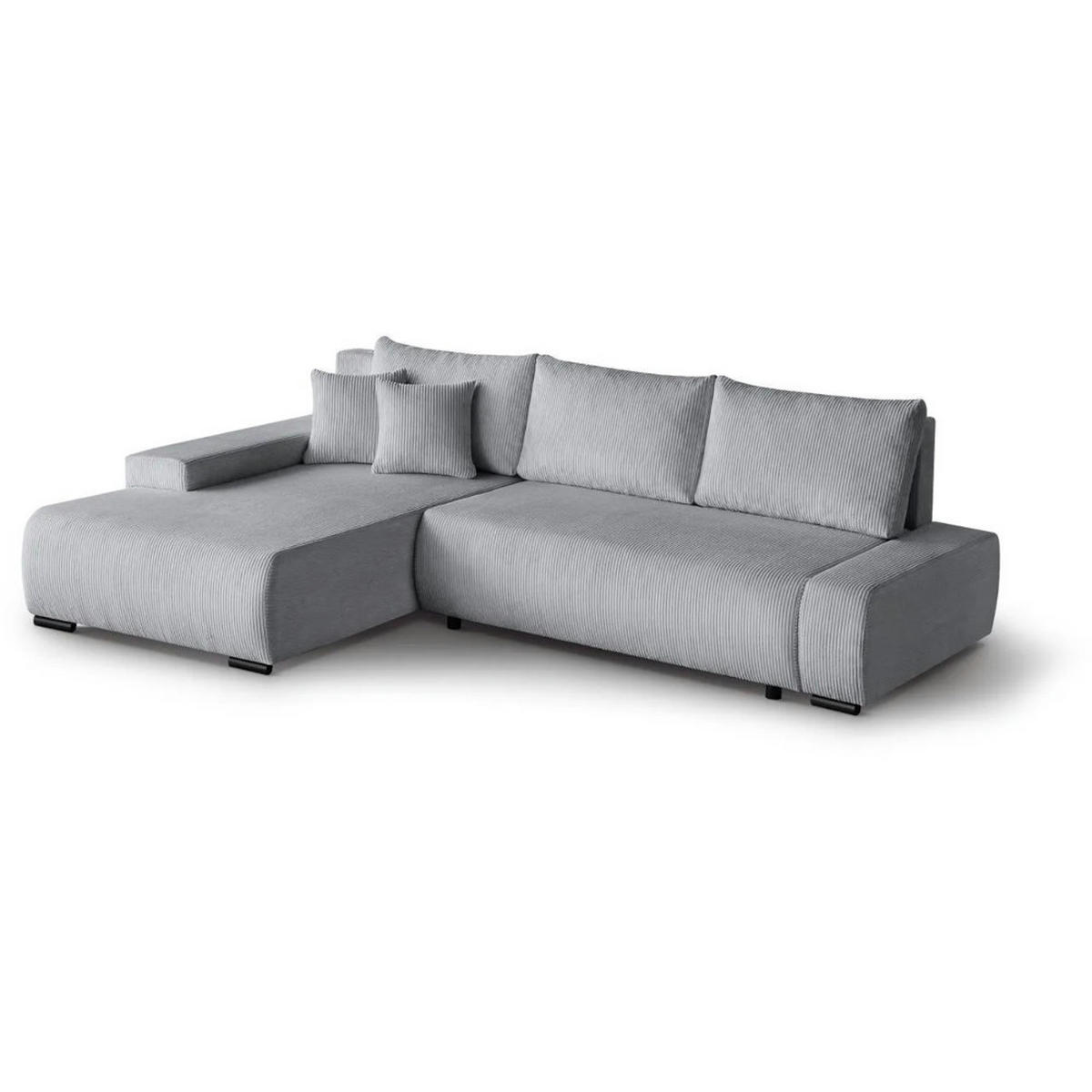 ECKSCHLAFSOFA Draco L Hellgrau - Hellgrau/Schwarz, Textil/Metall (267/186cm) - Beautysofa