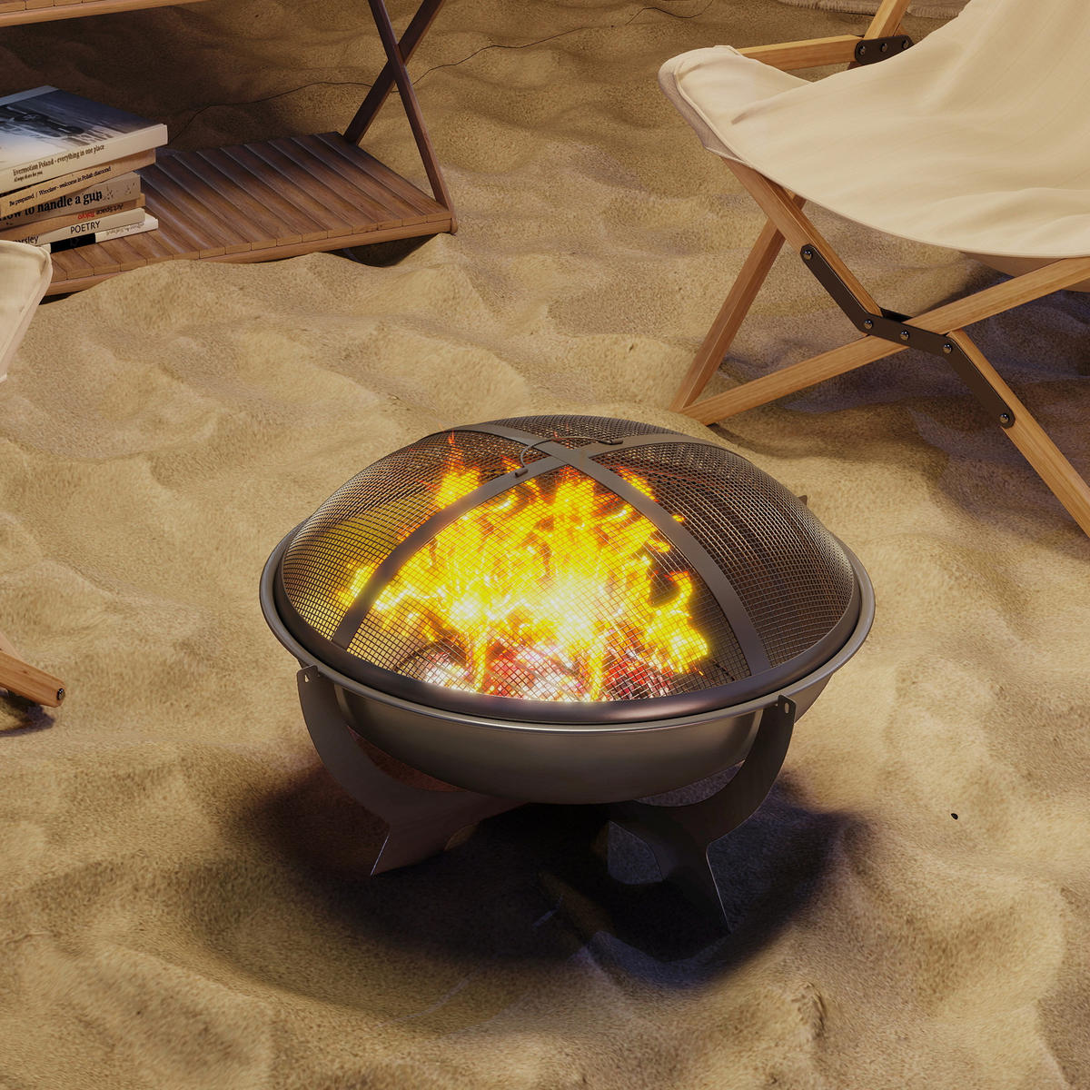 Feuerschale Metall Schwarz - Schwarz, Metall (54/39/54cm) - Outsunny