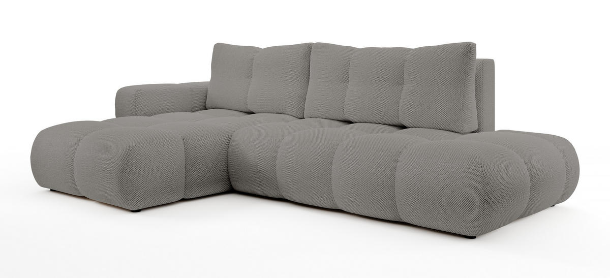 ECKSOFA L Form Hosio Grau 286/177/88 cm Links mit Schlaffunktion - Schwarz/Grau, Kunststoff/Textil (177/286cm) - AX Living