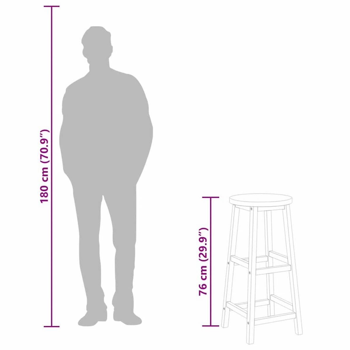 GARTENBARHOCKER, 34/34/76 cm, aus Massivem Teakholz, Braun, 2er-Set - Braun, Holz (34/76/34cm) - vidaXL