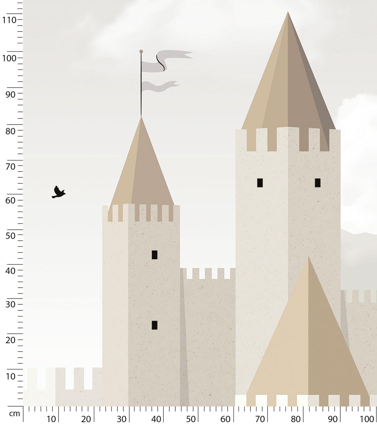 PANORAMA-VLIESTAPETE Schloss 4 x 2,48 m, grau - Beige/Hellgrün, Papier (400/258cm) - Lilipinso