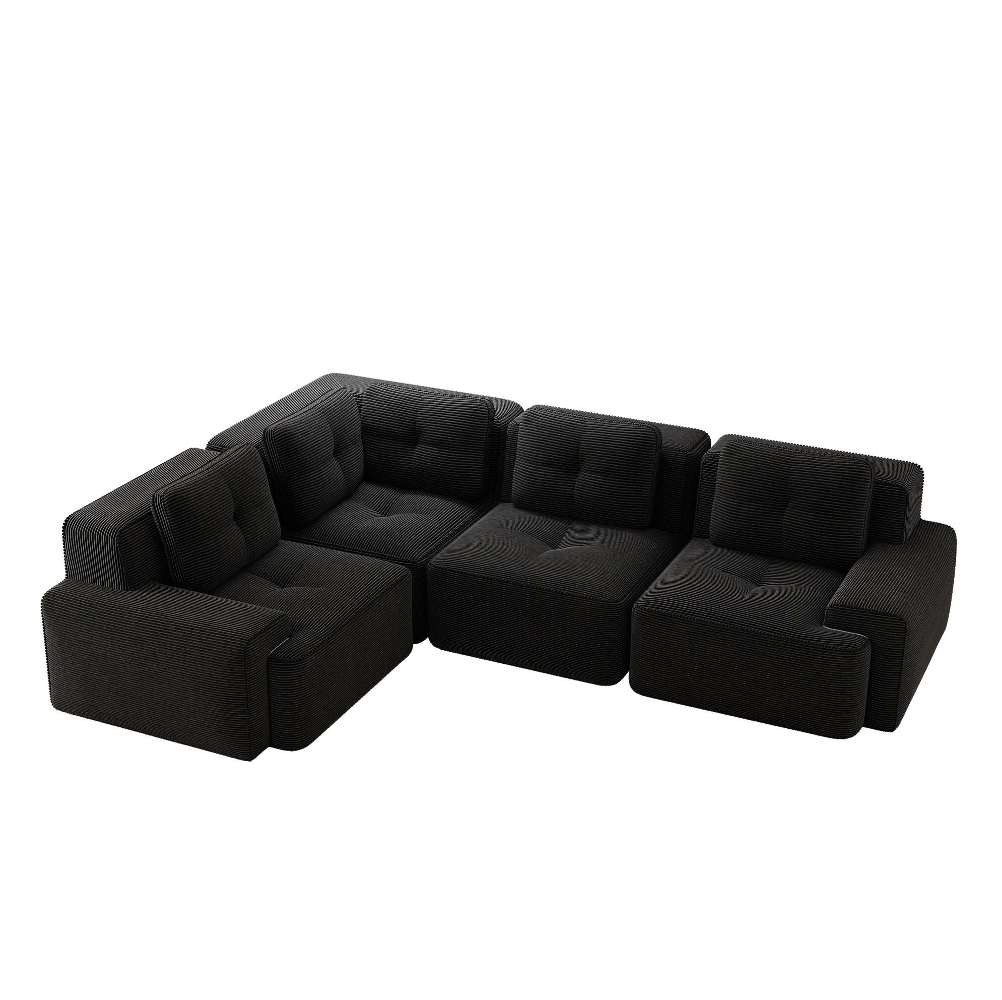 KUTNA garnitura od crnog samta - crna, tekstil (206/295cm) - Flora Grace