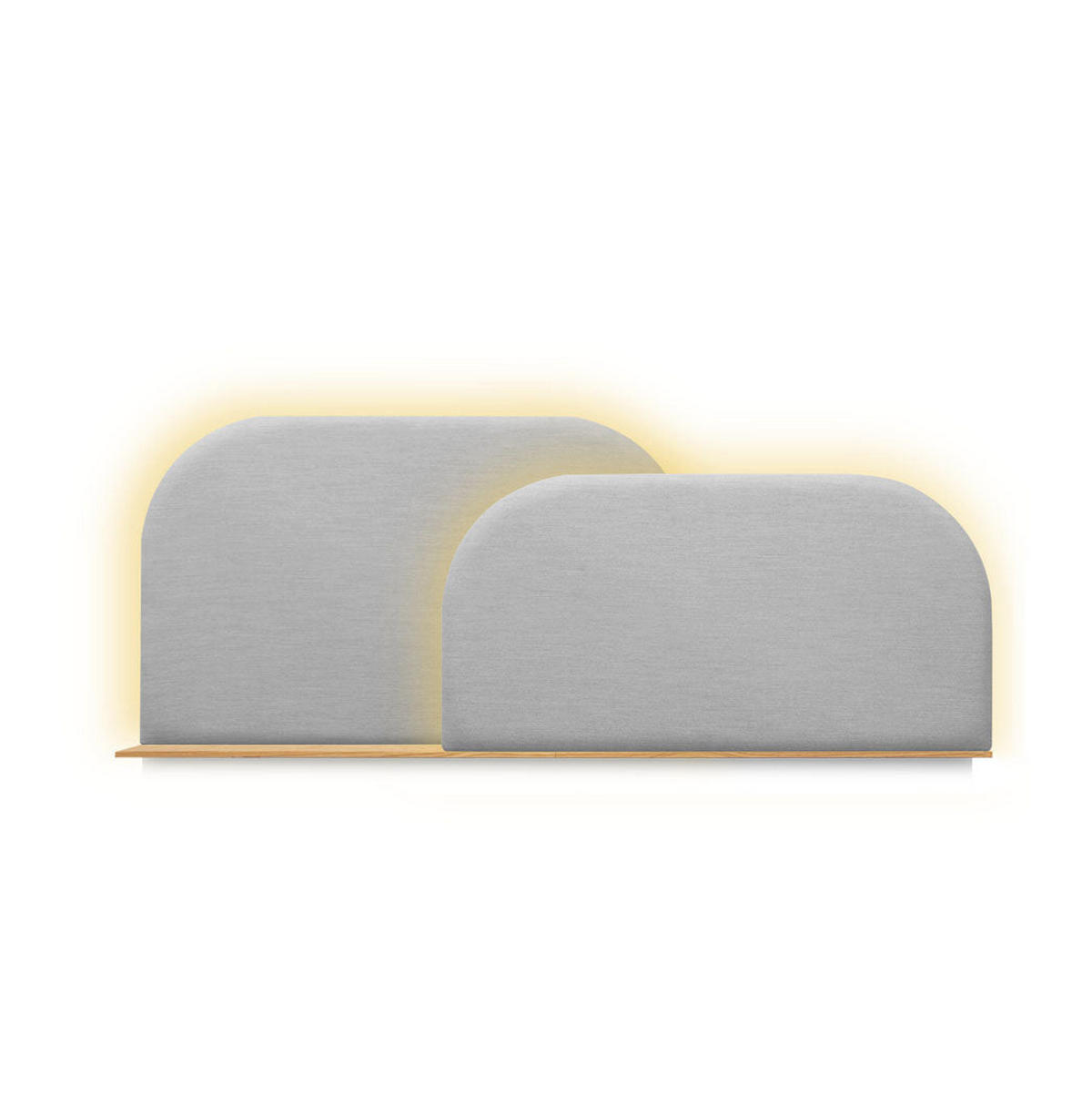 KOPFTEIL Alba mit Licht 160cm - Eichefarben/Grau, Holz/Textil (160/60/14cm) - Woodendot