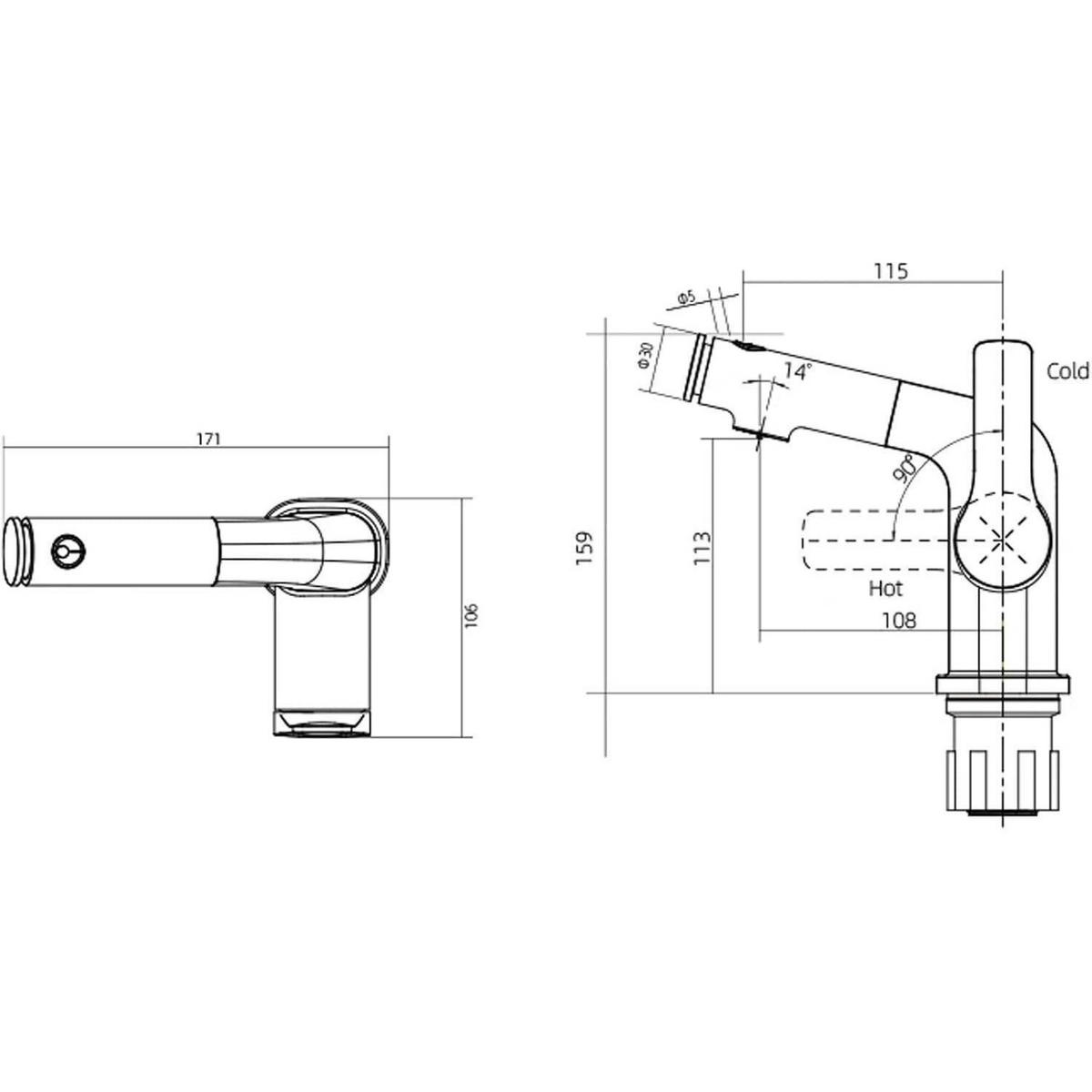 WASCHTISCHARMATUR Einhebelmischer mit ausziehbarem Schlauch Anthrazit Grau - Anthrazit, Metall (10.5/9.4/19cm)