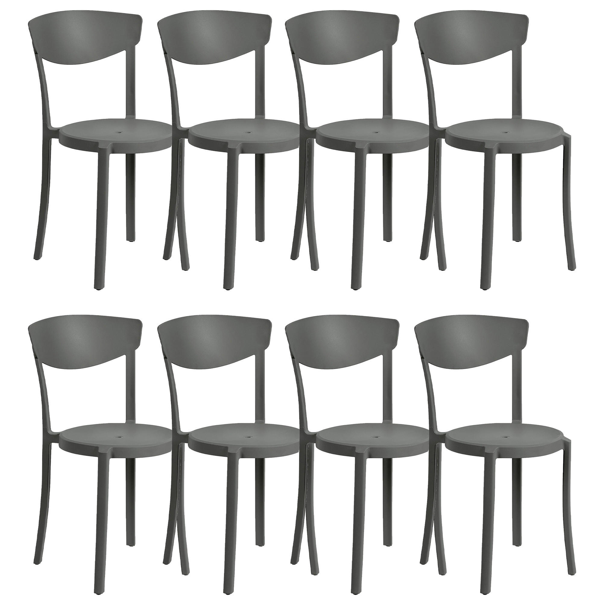 VRTNE STOLICE set od 8 plastika tamnosivi Vieste - siva, plastika (42/80/40cm) - Beliani