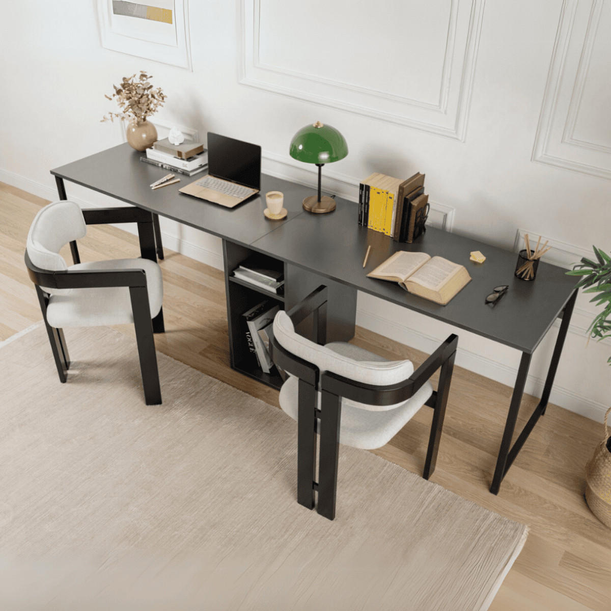 DOPPELSCHREIBTISCH - twin 240/60/74 cm - Anthrazit, Holzwerkstoff (240/60/74cm) - Calicosy