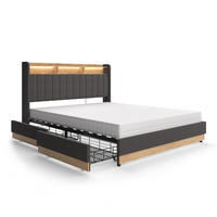 ČALOUNĚNÁ POSTEL Nura Antracit - antracitová/barva dubu, kompozitní dřevo - VitaliSpa