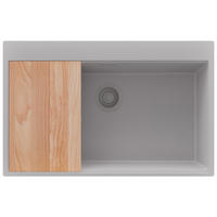 SPÜLBECKEN Oslo, 2-er set Grau 78/50 cm 1 Becken + Ablauf-Set + Schneidebrett ab 80er Unterschrank - Beige/Grau, Kunststoff (78/20/50cm) - Primagran