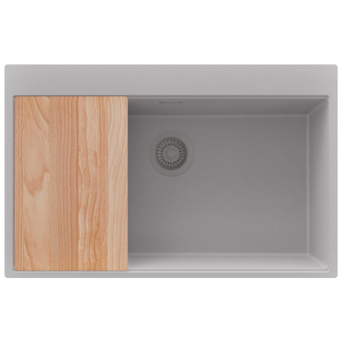 SPÜLBECKEN Oslo, 2-er set Grau 78/50 cm 1 Becken + Ablauf-Set + Schneidebrett ab 80er Unterschrank - Beige/Grau, Kunststoff (78/20/50cm) - Primagran