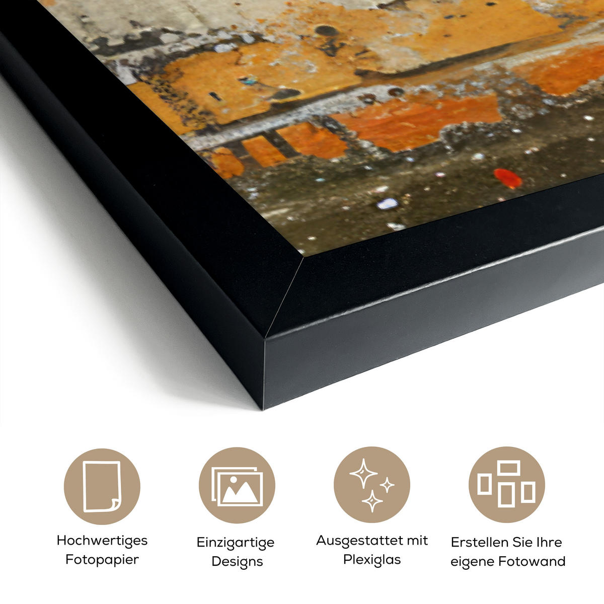 GERAHMTES BILD Graffiti - Banksy - Mädchen - Straßenkunst 60x80 cm - Sandfarben, Papier (60/80cm) - MuchoWow