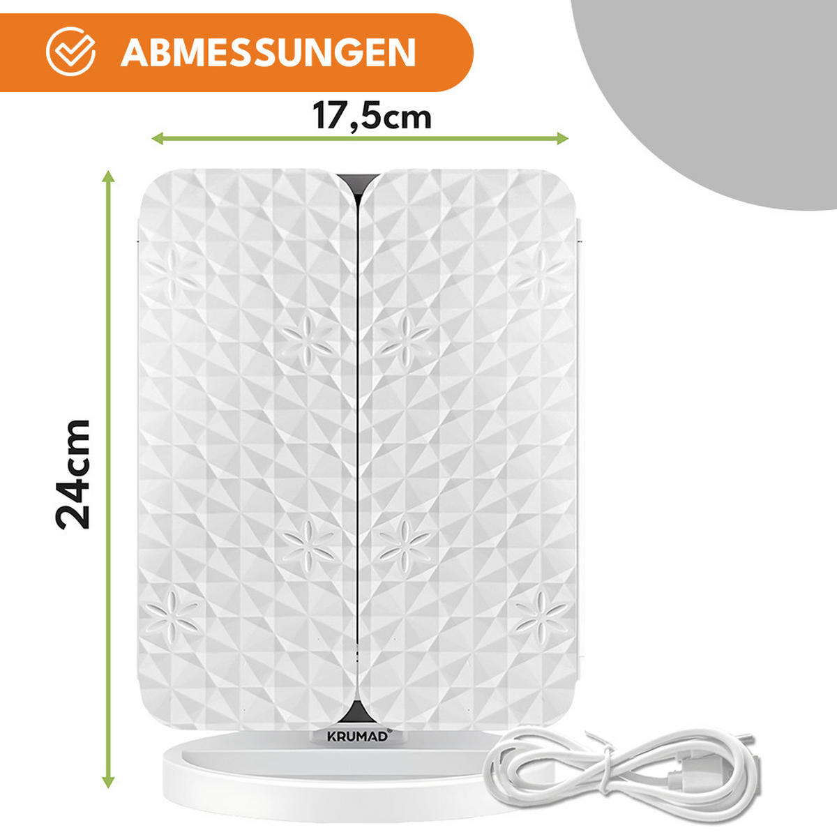 SCHMINKSPIEGEL - Weiß, Glas (17.5/24/24cm) - KRUMAD