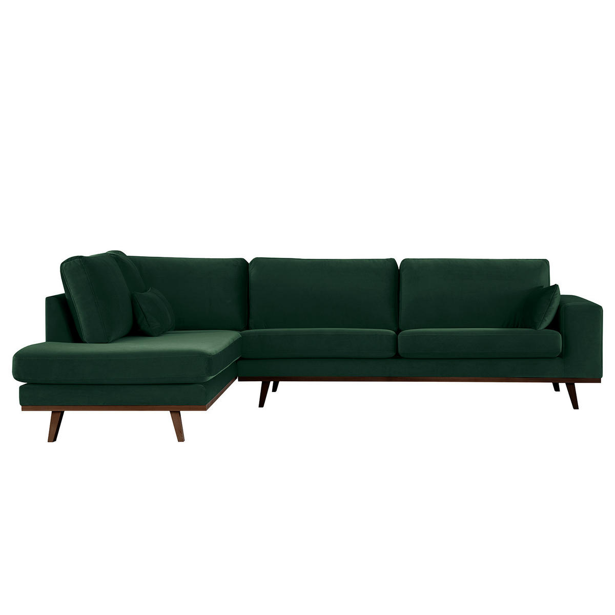 ECKSOFA mit Ottomane - Buchefarben/Grün, Buchenholz/Textil (287/219cm) - home24