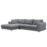 ECKSOFA mit Longchair - Schwarz/Grau, Holz/Kunststoff (286/183cm) - home24
