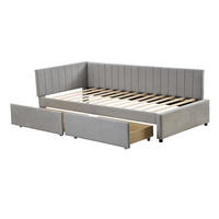 POLSTERBETT aus Stoff 90x200 cm Grau mit 2 Schubladen, Lattenrost und austauschbarer Rückenlehne - Grau, Leder (90/200cm) - Modfu