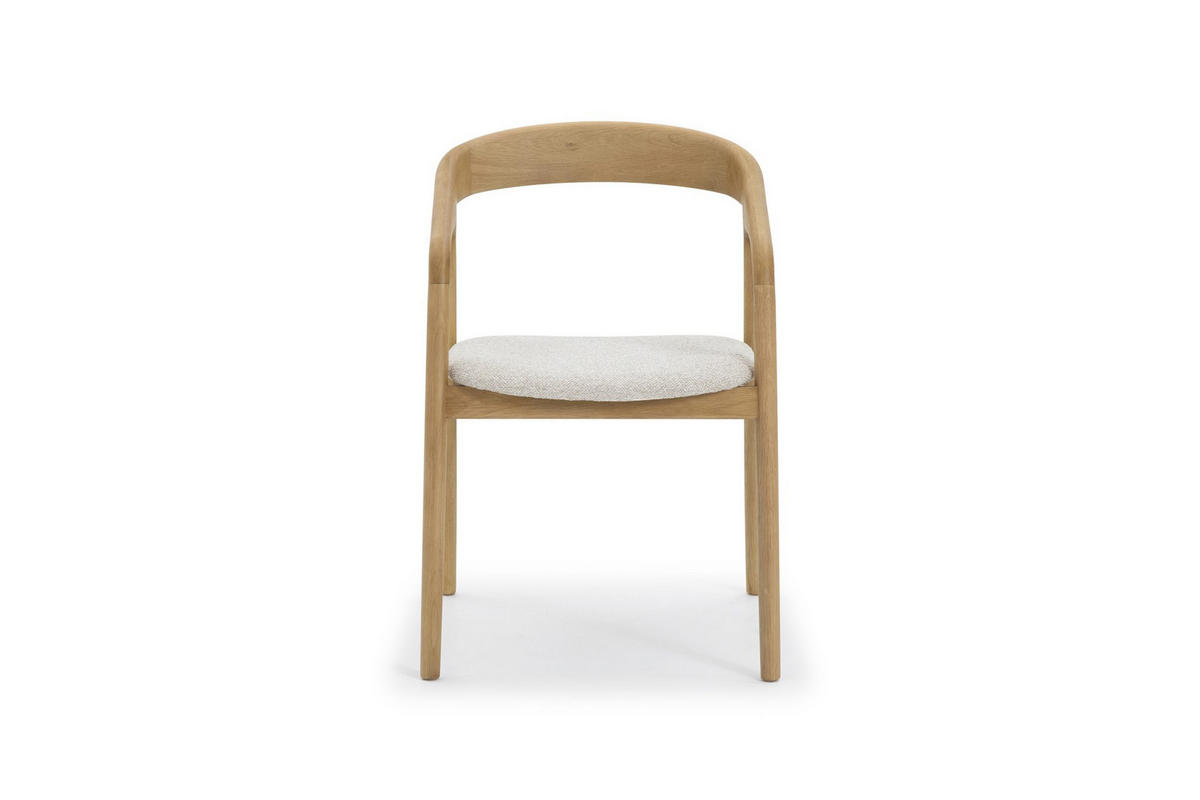 ESSZIMMERSTHUHL Celeste, Natur Massiveiche + beiges veganes Leder - Beige, Holz (53/80/62cm) - WOODEK