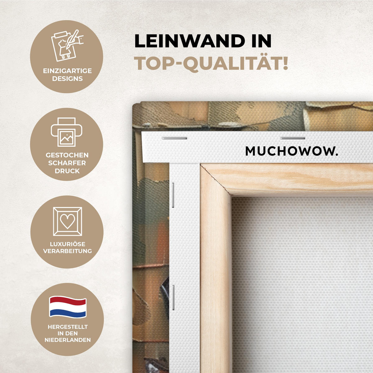 LEINWANDBILD Baum - Abstrakt - Natur - Kunst Wandbild Wohnzimmer 50x50 cm - Goldfarben, Textil (50/50cm) - MuchoWow