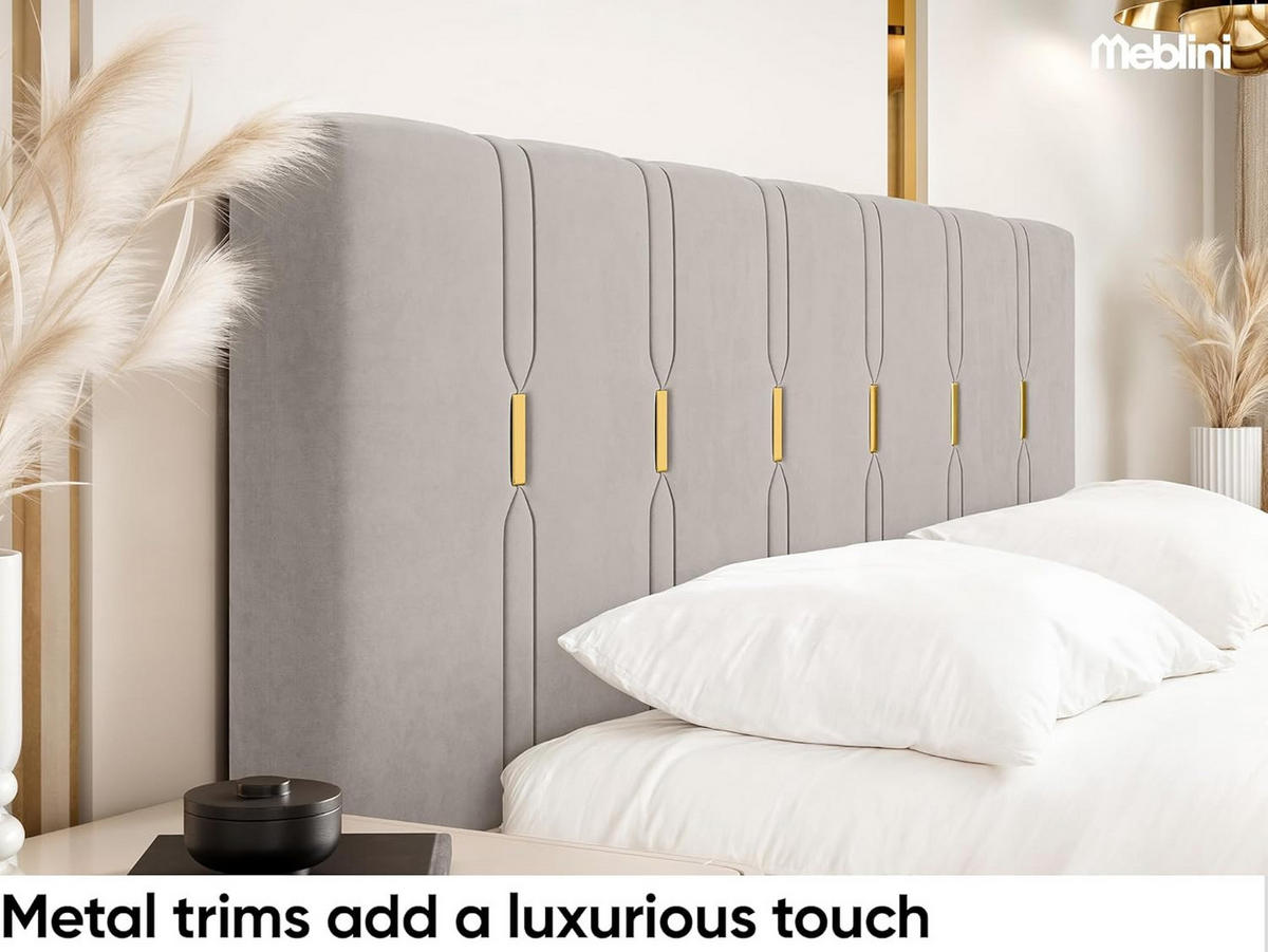 BETT FABIO - Taupe/Goldfarben, Holzwerkstoff (120/200cm) - Meblini