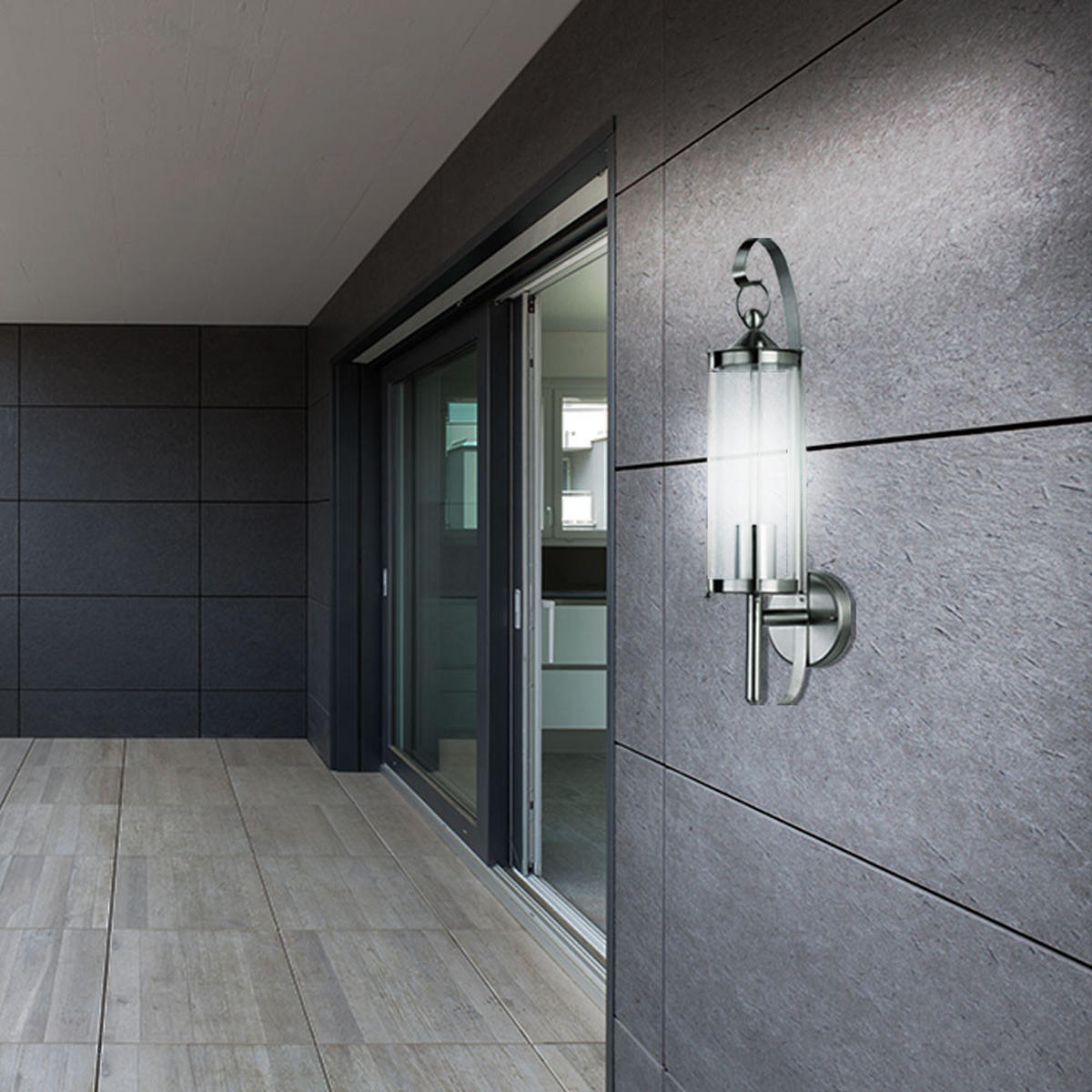 WANDLAMPE Edelstahl Glas Silber - Silberfarben, Metall (15.5/11.4/52.5cm)