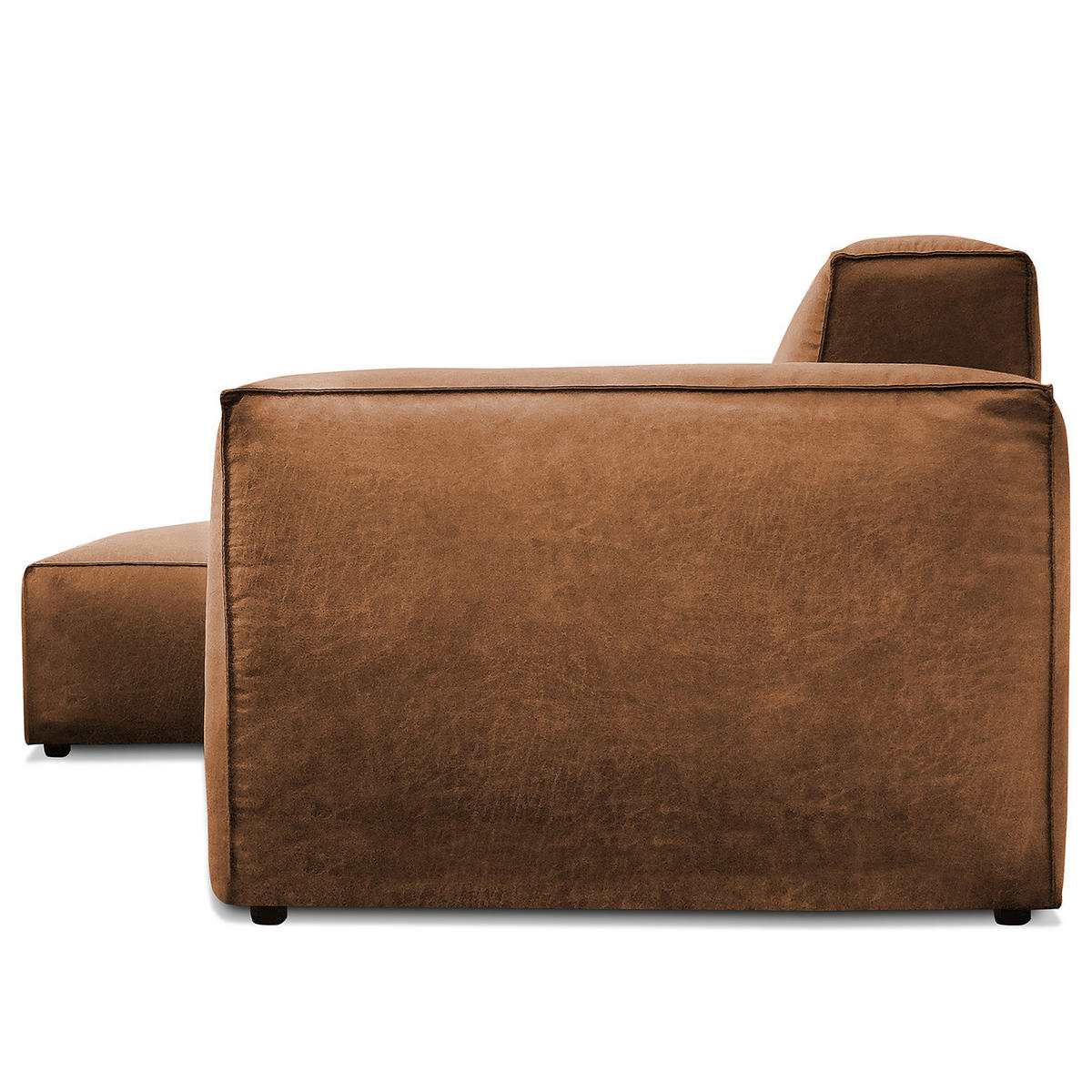 ECKSOFA mit Longchair - Cognac/Schwarz, Kunststoff (345/170cm) - home24
