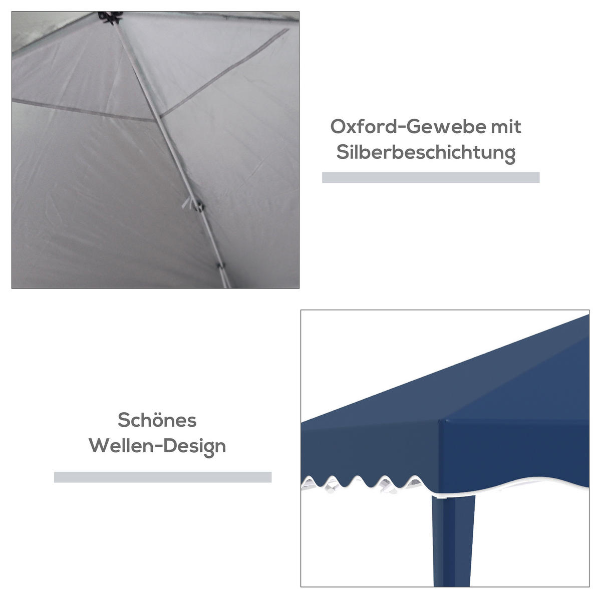 FALTPAVILLON, Braun, Stahl, Oxford-Gewebe - Blau, Metall (295/257/295cm) - Outsunny