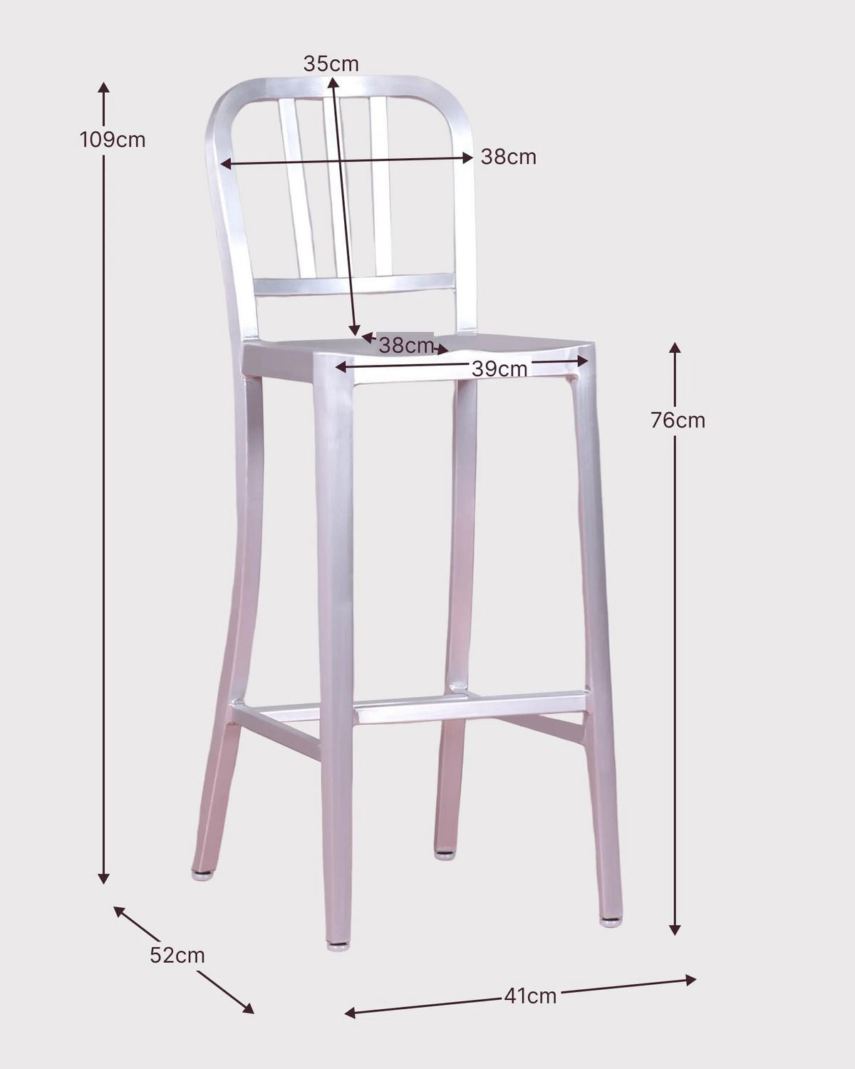 HOCKER Metall Alufarben - Alufarben, Metall (41/109/52cm) - Nest Dream