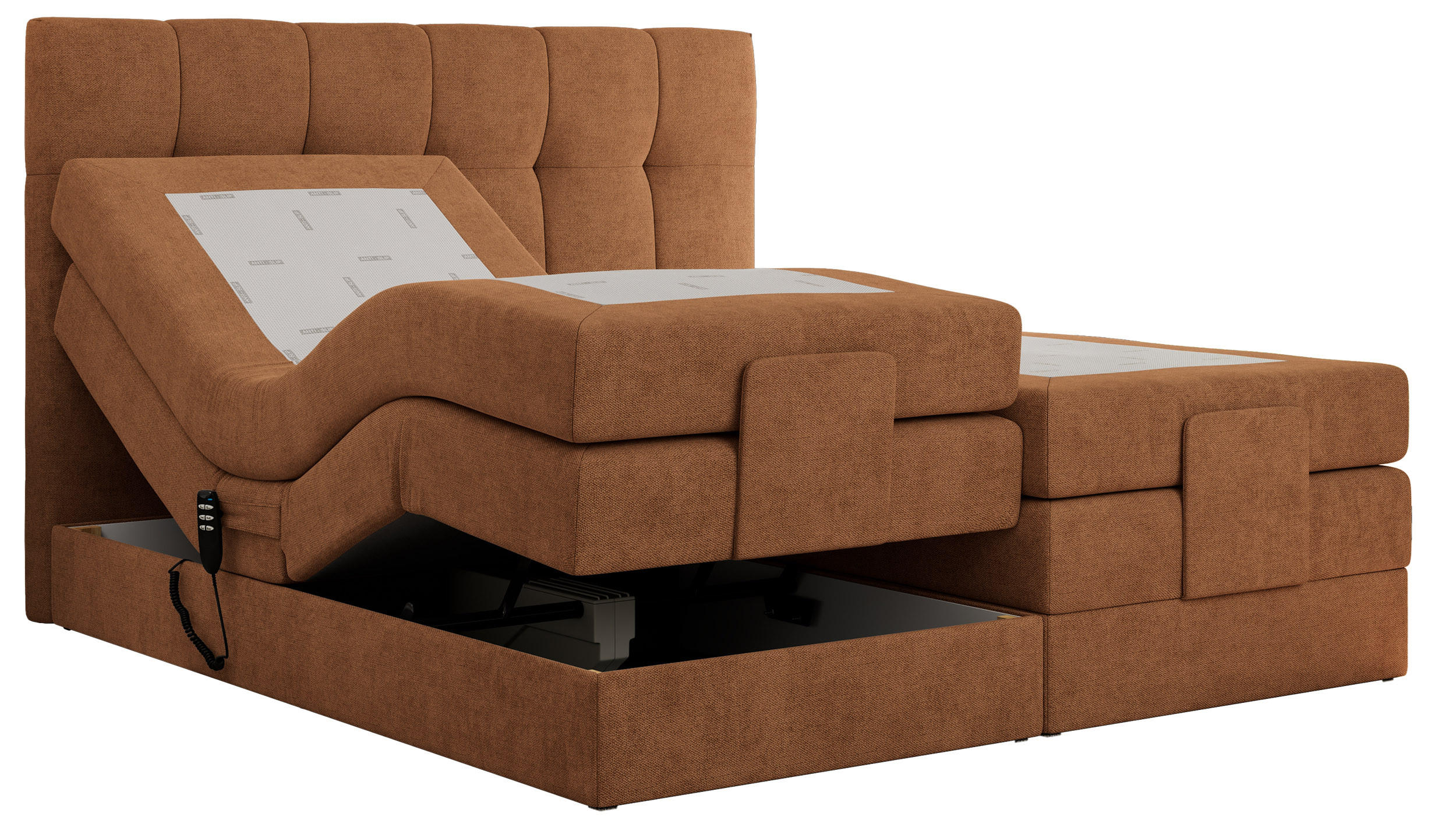 BOXBETT VITTORIA 140/200 - Orange Struktur - H3 - Orange, Holz/Textil (140/200cm) - MKS