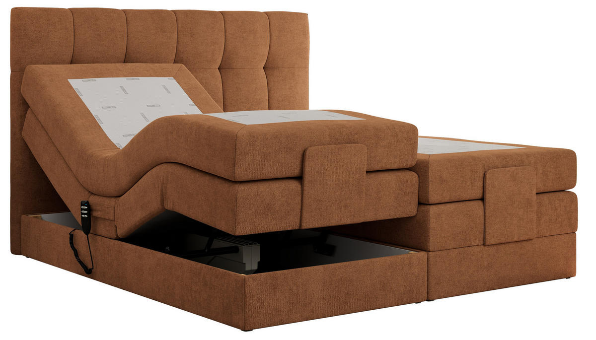 BOXBETT VITTORIA 140/200 - Orange Struktur - H4 - Orange, Holz/Textil (140/200cm) - MKS