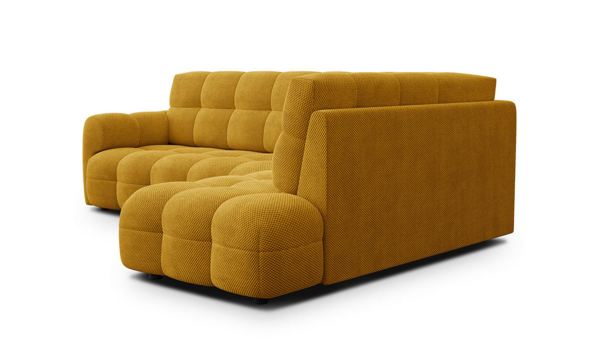 ECKSOFA MELLOW 5-Sitzer, safran - Gelb/Schwarz, Holz/Textil (283/191cm) - Courtois Laville
