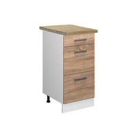 KÜCHENUNTERSCHRANK R-Line Sonoma 40 cm mit Schubladen, AP Eiche - Weiß/Sonoma Eiche, Holzwerkstoff (40/81.6/60cm) - Vicco