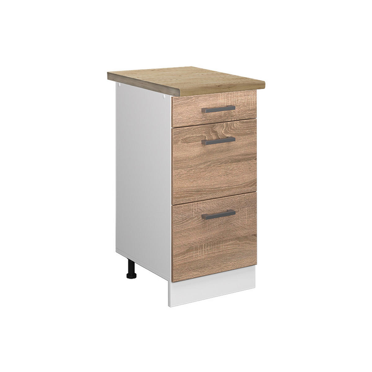 KÜCHENUNTERSCHRANK R-Line Sonoma 40 cm mit Schubladen, AP Eiche - Weiß/Sonoma Eiche, Holzwerkstoff (40/81.6/60cm) - Vicco