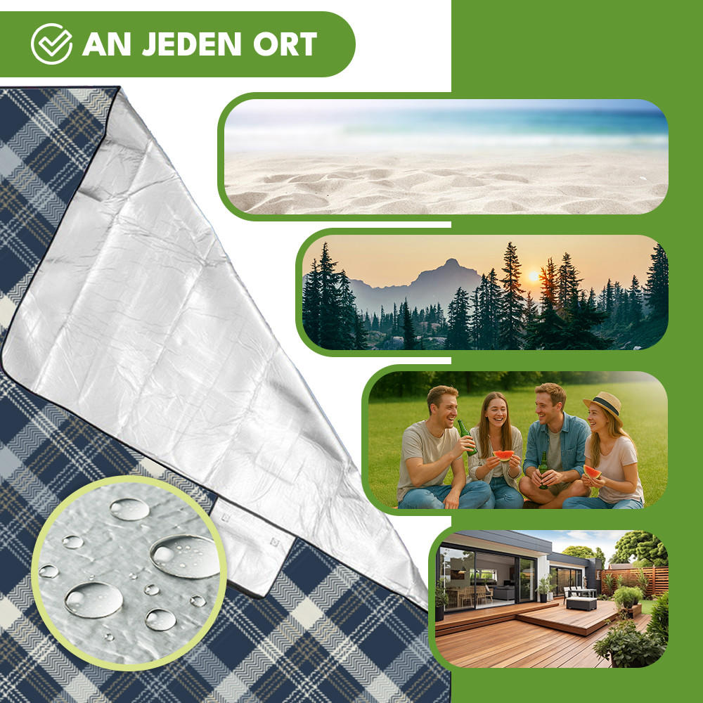 PICKNICKDECKE - Dunkelblau, Textil (200/200cm) - KRUMAD