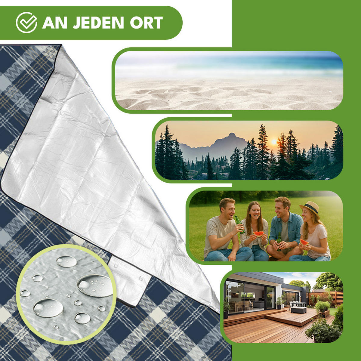 PICKNICKDECKE - Dunkelblau, Textil (200/200cm) - KRUMAD