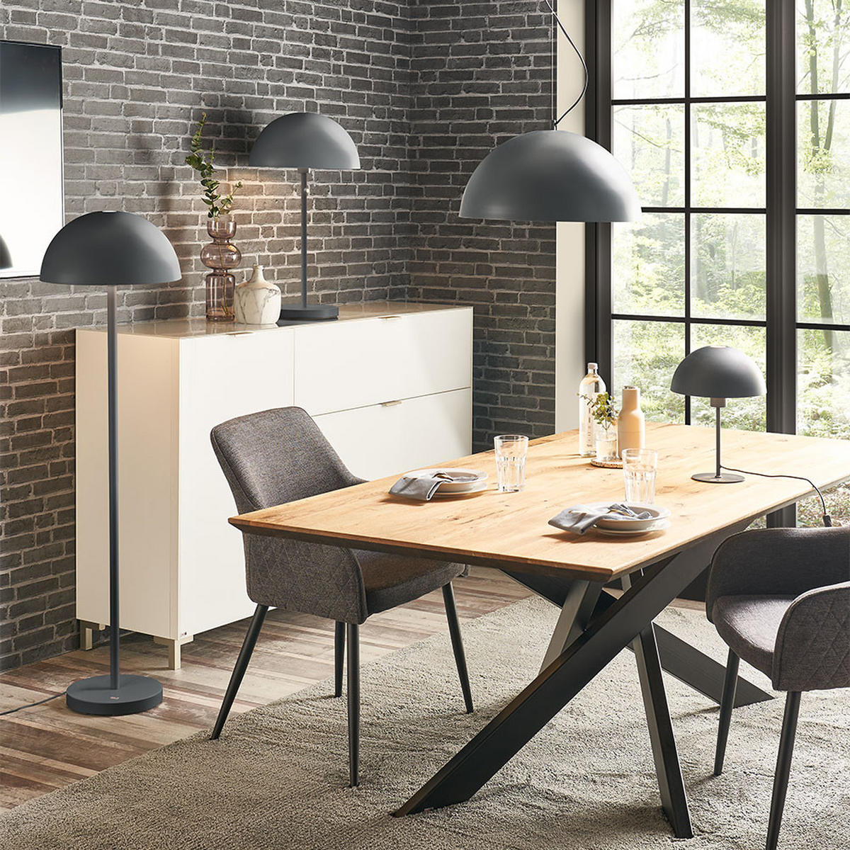 LED STEHLEUCHTE Alu Dunkelgrau Matt - Grau, Metall (45/45/145cm)