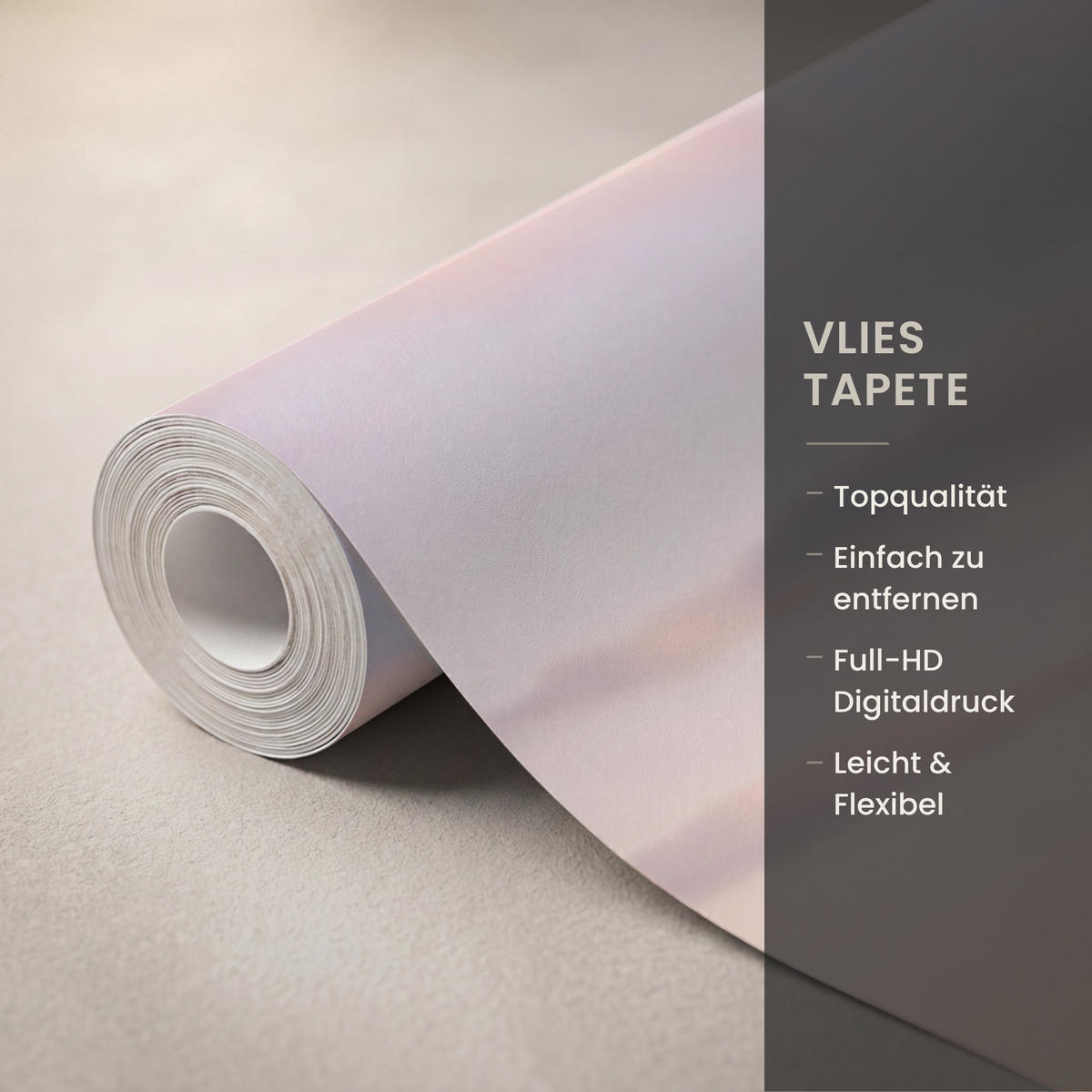 TAPETE - Strand - Brandung - Wolken - 260x200 cm - Hellrosa, Papier (260/200cm) - OnlyWow
