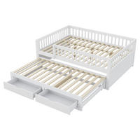 AUSZIEHBETT 140/200 cm DE-01439, in Weiß, mit Sicherheitsgitter und 2 Schubladen - Weiß, Holz (140/200cm) - ComfortXL