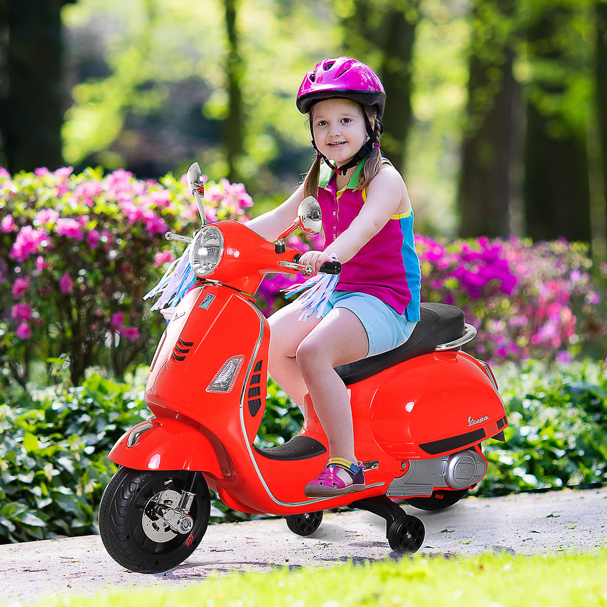 ELEKTRO-KINDERAUTO DE-12989 Stützräder Rot - Rot, Kunststoff (102/50.5/75.5cm) - ComfortXL