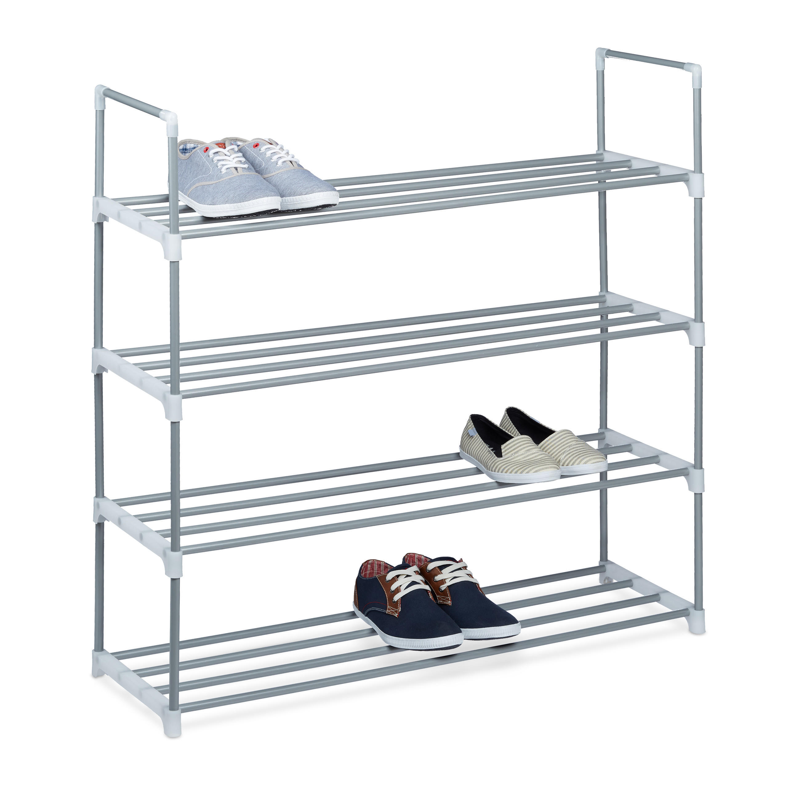 SCHUHREGAL - Silberfarben, Kunststoff/Metall (90/93/31cm) - Relaxdays